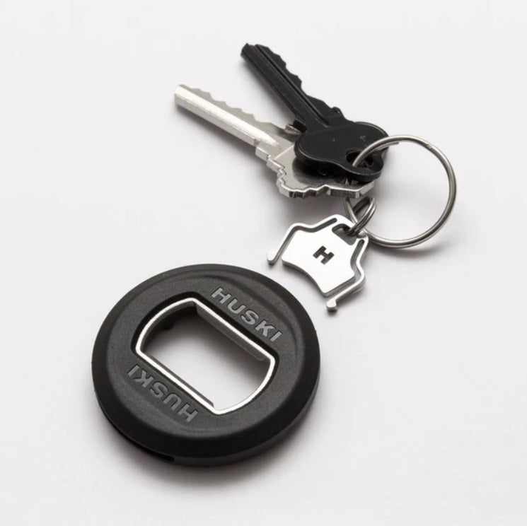 Close up of the 3-in-1 Bottle Opener Keyring by Huski