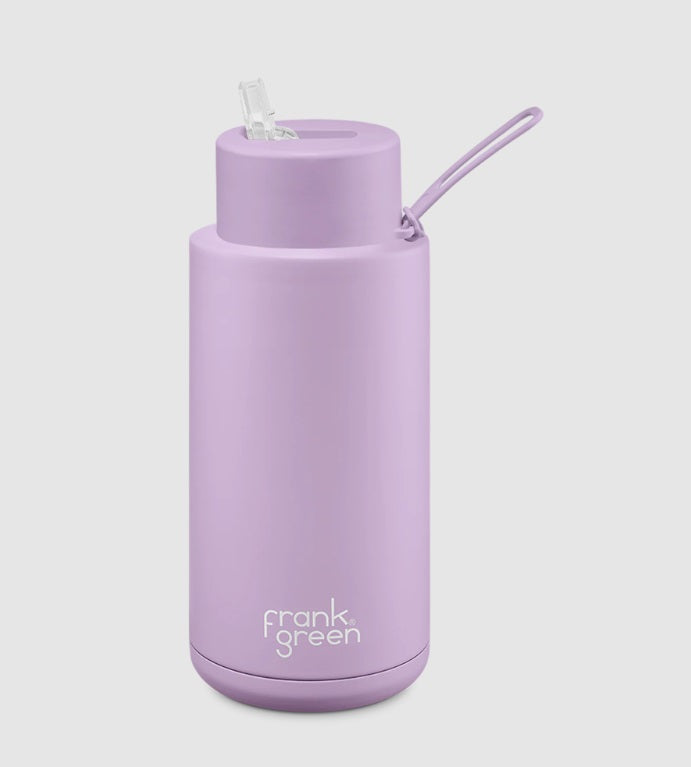 Front of the Ceramic Reusable Bottle 1L in Lilac Haze by Frank Green
