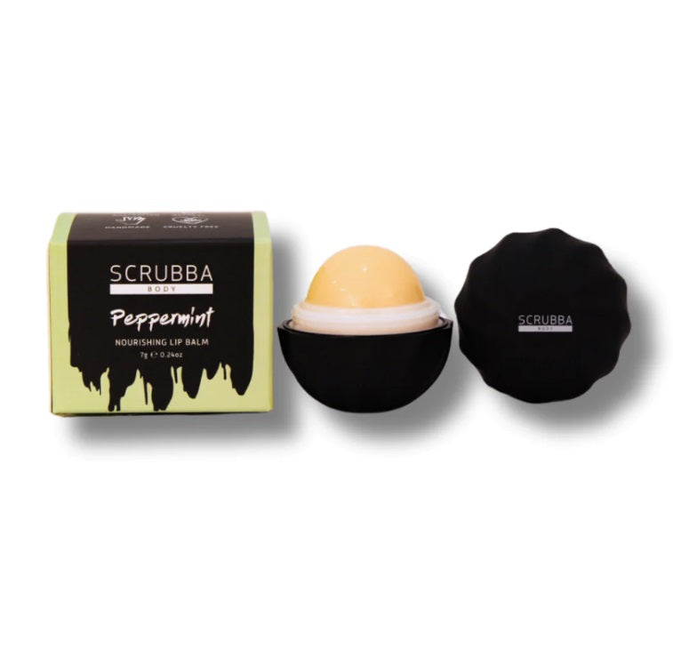 Front of the Peppermint Natural Lip Balm by Scrubba Body