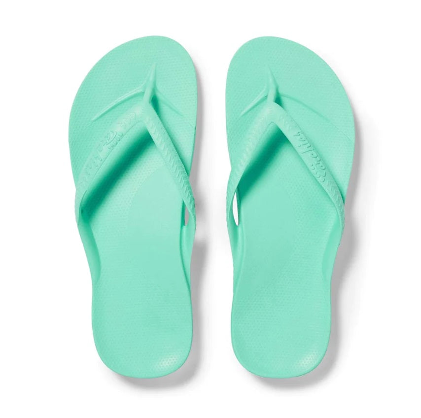 Archies Arch Support Thongs - Mint Flat Lay