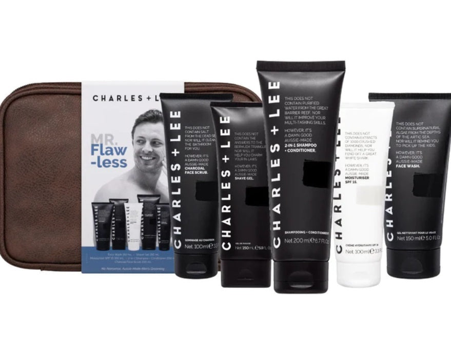 Contents of the Mr. Flawless Gift Set by Charles + Lee