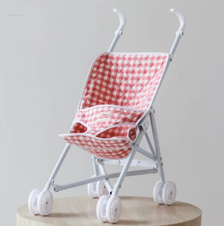 Pink Gingham Folding Doll's Stroller 2.0 by Tiny Harlow