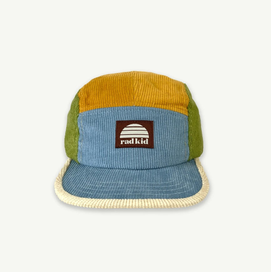 Front view of the Rad Kid Spliced Cord 5 Panel Cap - Brights