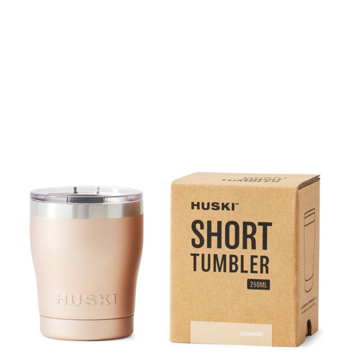 Front shot of the Insulated Short Tumbler by Huski in Champagne