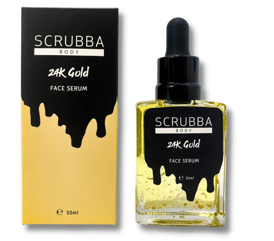 Front Image of the 24K Gold Facial Serum by Scrubba Body