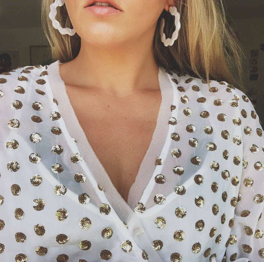 Alice Hoops White Pearl by Emeldo Styled