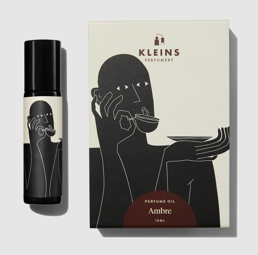 Front of the Ambre Perfume Roll On by Kleins Perfumery