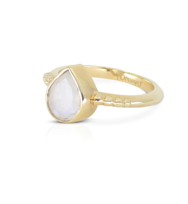 Side of the Toni May Amie Moonstone Gold Stacker