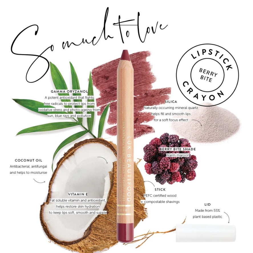 Ingredients of the Natural Lipstick Crayon by Lük Beautifood