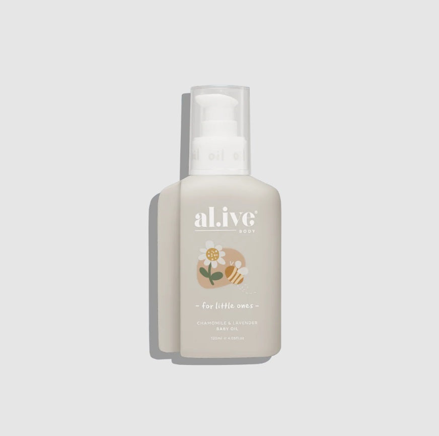 Bottle of the Alive BABY OIL- CHAMOMILE & LAVENDER