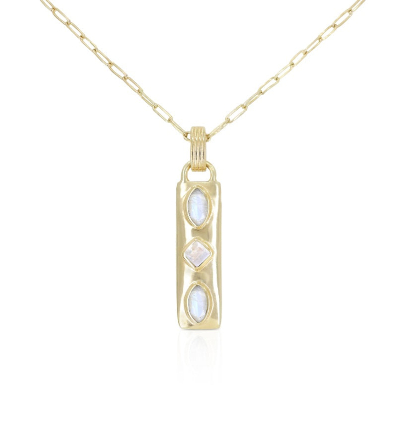 Front of the Toni May Coronet Moonstone Gold Necklace