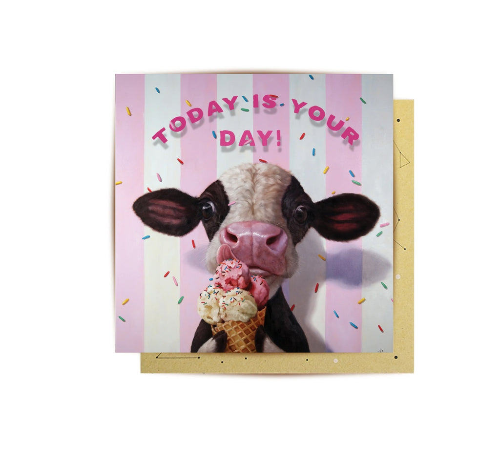 Cow Sprinkle Greeting Card by La La Land