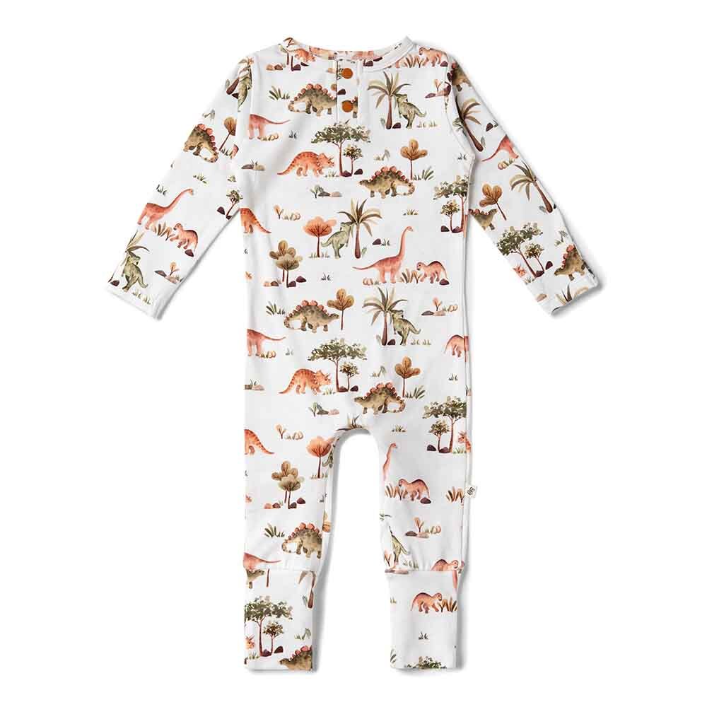 Front of the dino organic growsuit by snuggle hunny