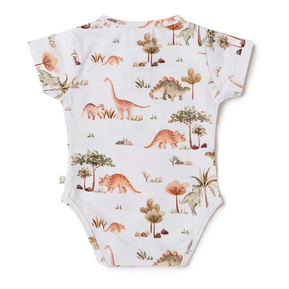 Dino Short Sleeve Organic Bodysuit back by Snuggle Hunny