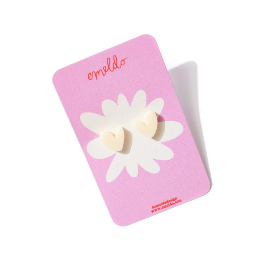 Cream Heart Studs by Emeldo