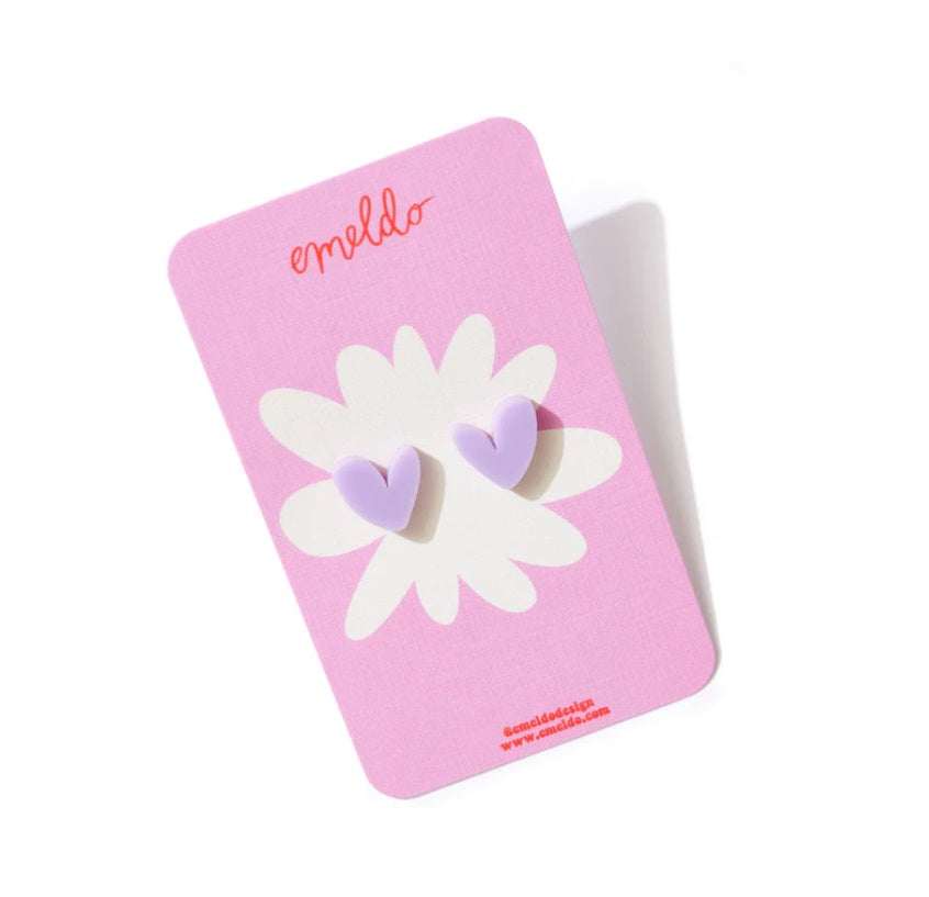 Mauve Heart Studs by Emeldo
