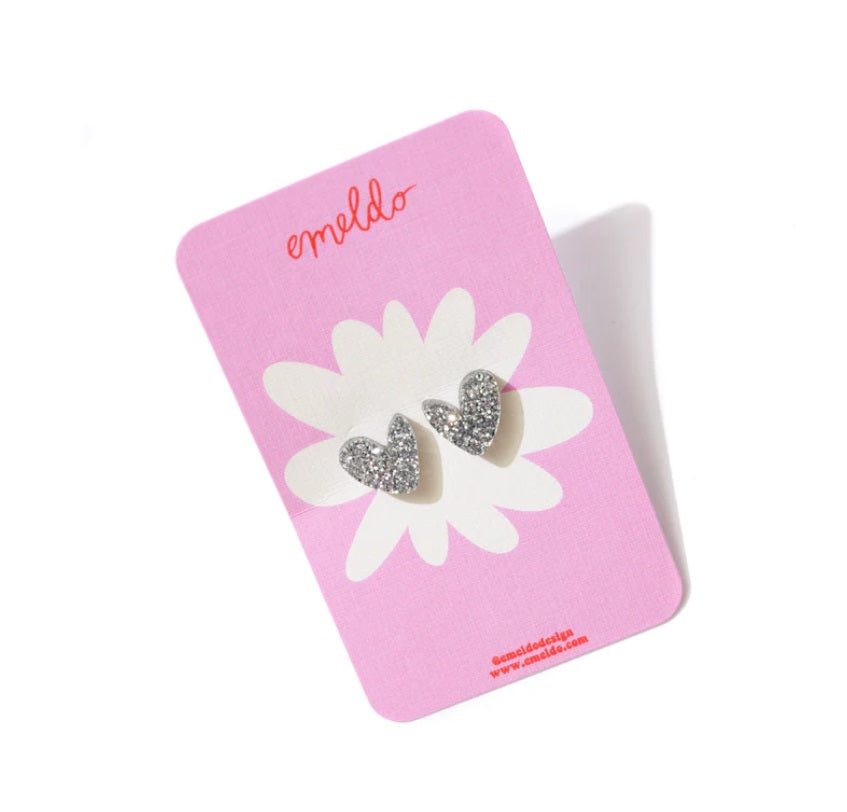 Silver Heart Studs by Emeldo