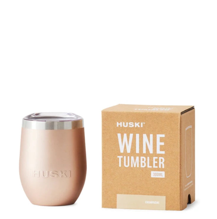 Front of the Insulated Wine Tumbler by Huski in Champagne