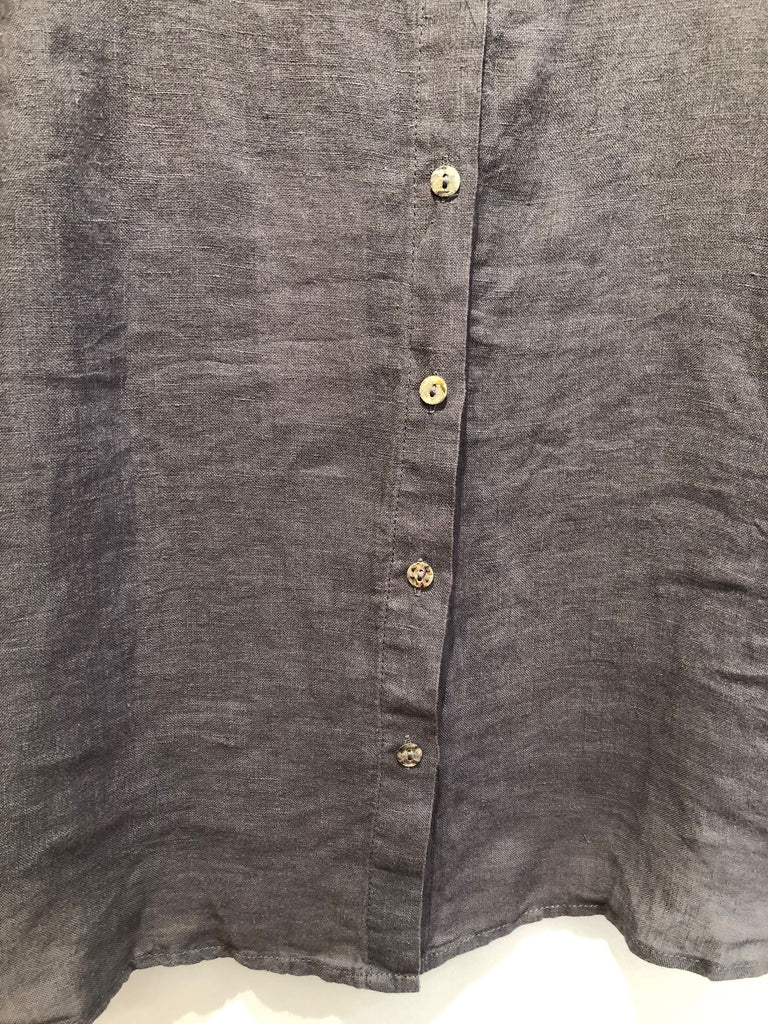 Linen Button Back Top in Grey by Little Lies