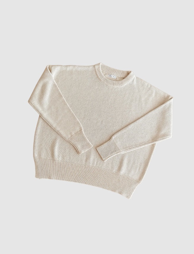Person wearing the Adults Jumper Biscotti Fleck by Ziggy Lou