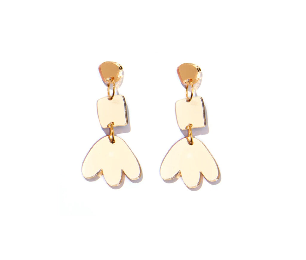 Jenna Earrings in Gold Mirror by Emeldo