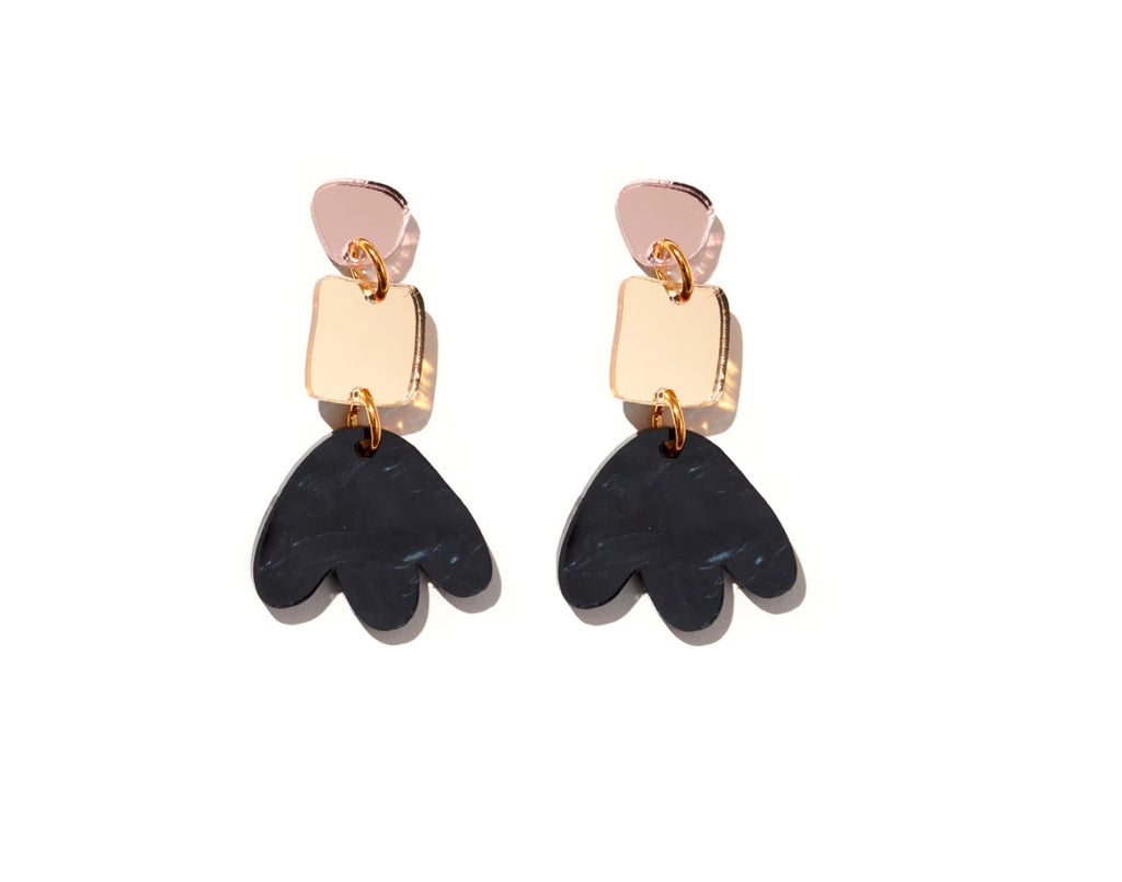 Jenna Earrings in Rose, Gold & Black by Emeldo