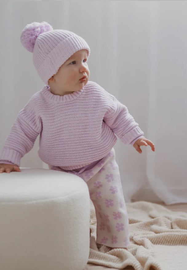 Toddler walking wearing the Jumper Lavender by Ziggy Lou