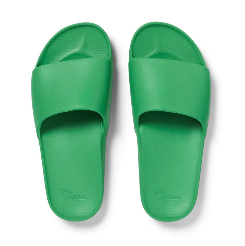 Archies Arch Support Slides - Kelly Green Limited Edition - Flat Lay