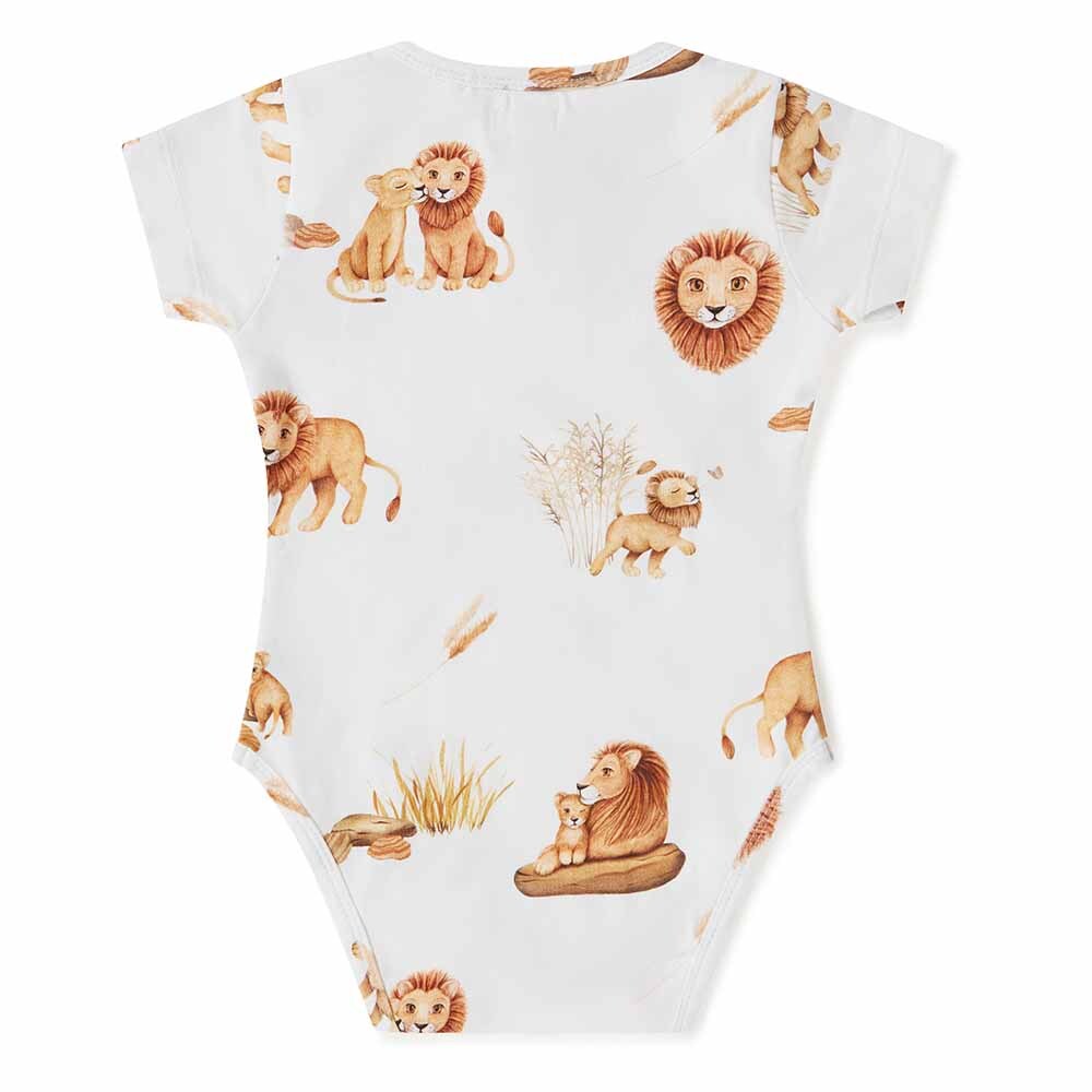 Lion Short Sleeve Organic Bodysuit back by Snuggle Hunny