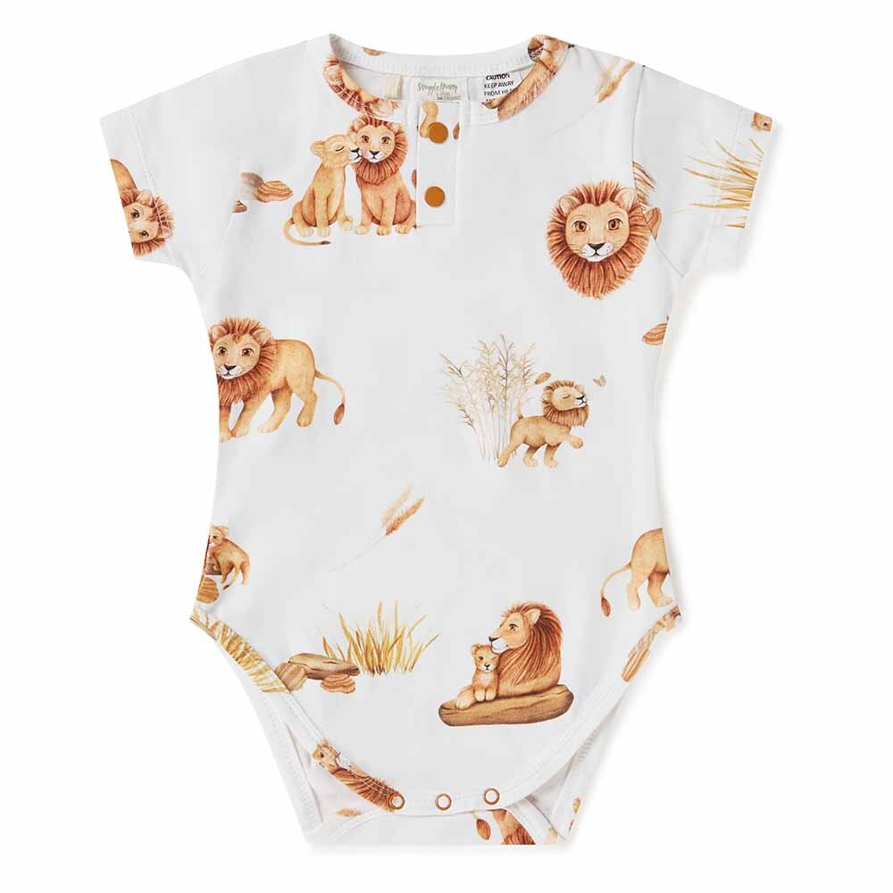 Lion Short Sleeve Organic Bodysuit front by Snuggle Hunny