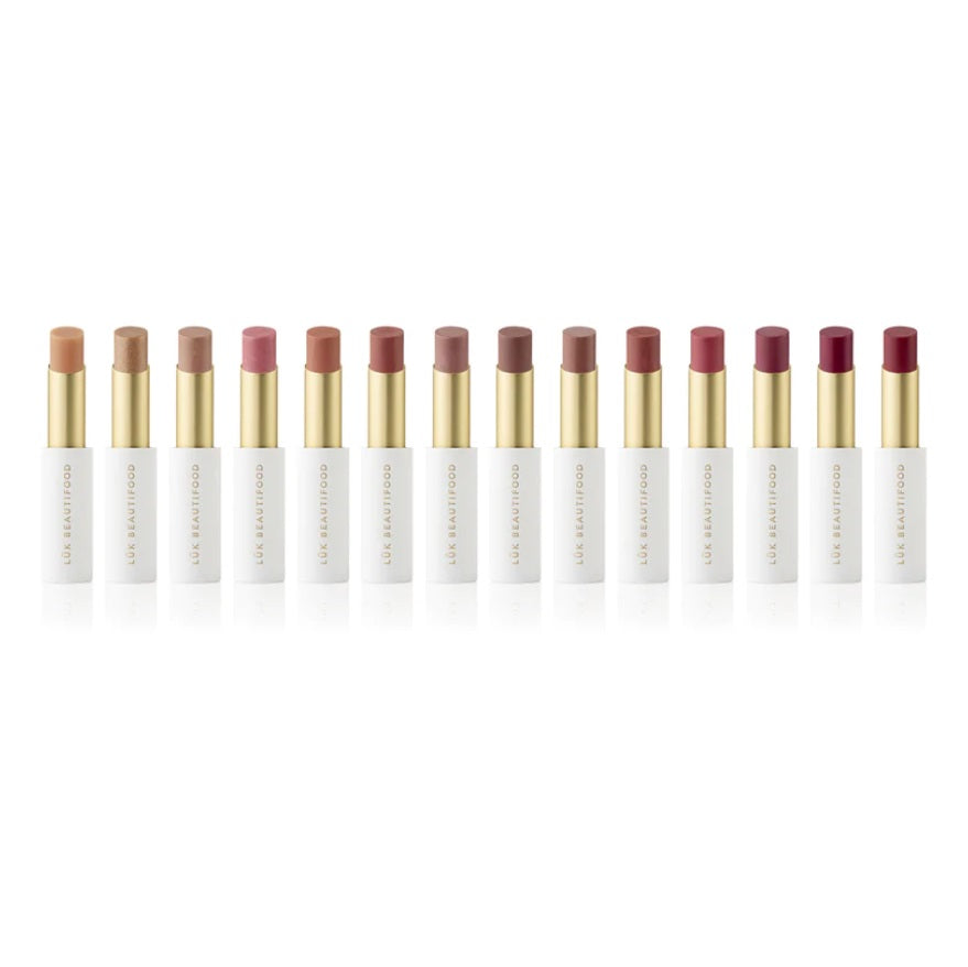 Lipsticks all linned of from the Lip Nourish Natural Lipstick range by Lük Beautifood