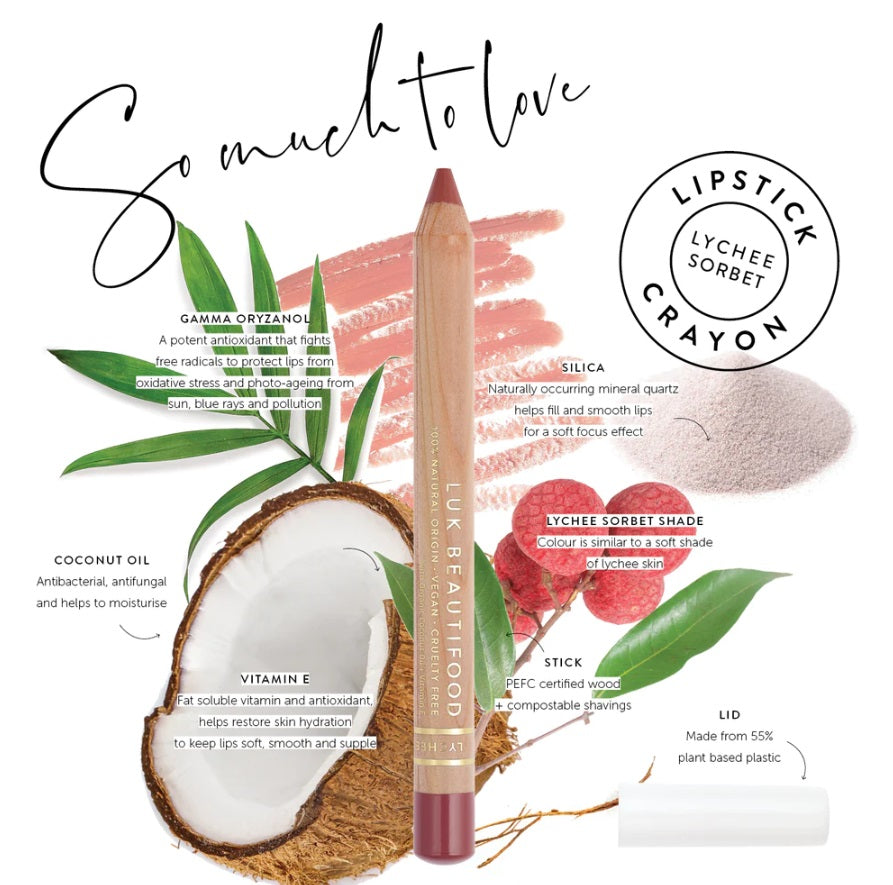 Ingredients of the Natural Lipstick Crayon by Lük Beautifood