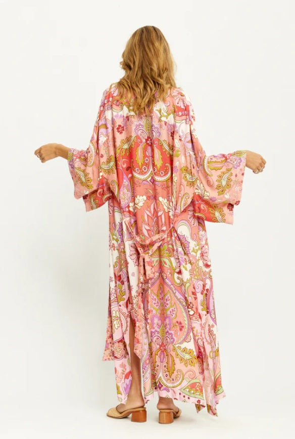 Back of the Malibu Kimono in Coral by Arnhem Clothing