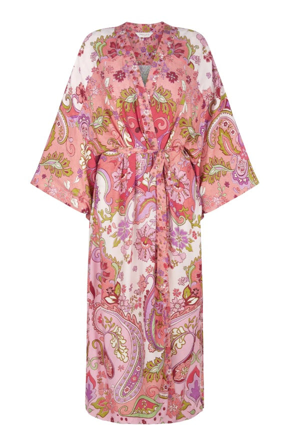 Flay lay of the Malibu Kimono in Coral by Arnhem Clothing