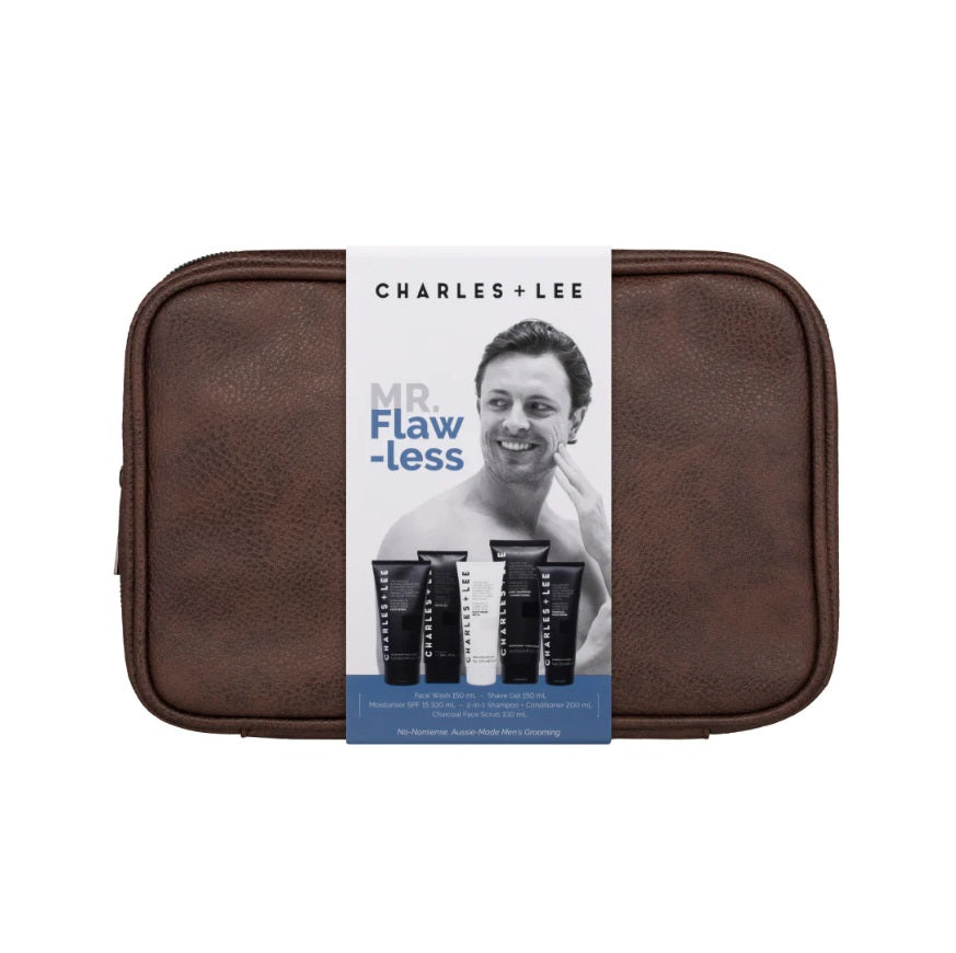 Front of the Mr. Flawless Gift Set by Charles + Lee bag