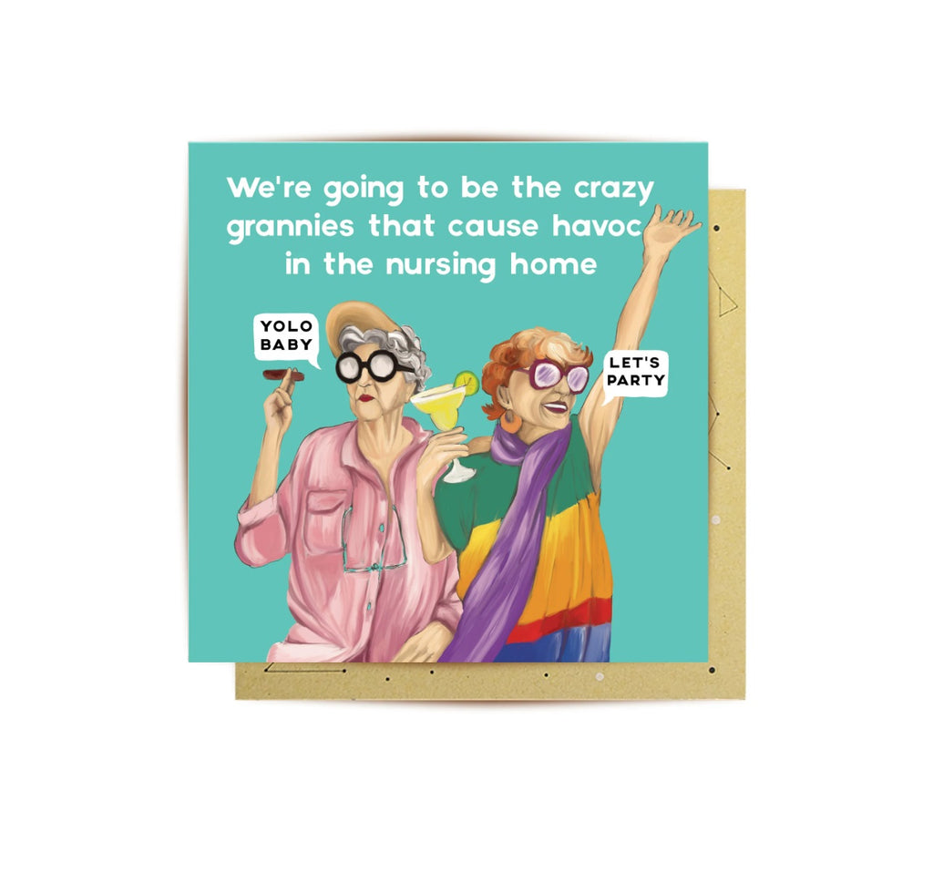 Nursing Home Havoc Greeting Card by La La Land