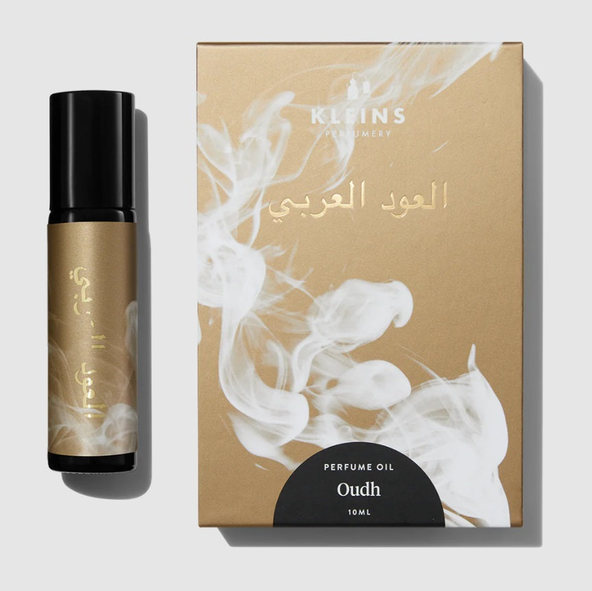 Front of the Oudh Perfume Roll On by Kleins Perfumery