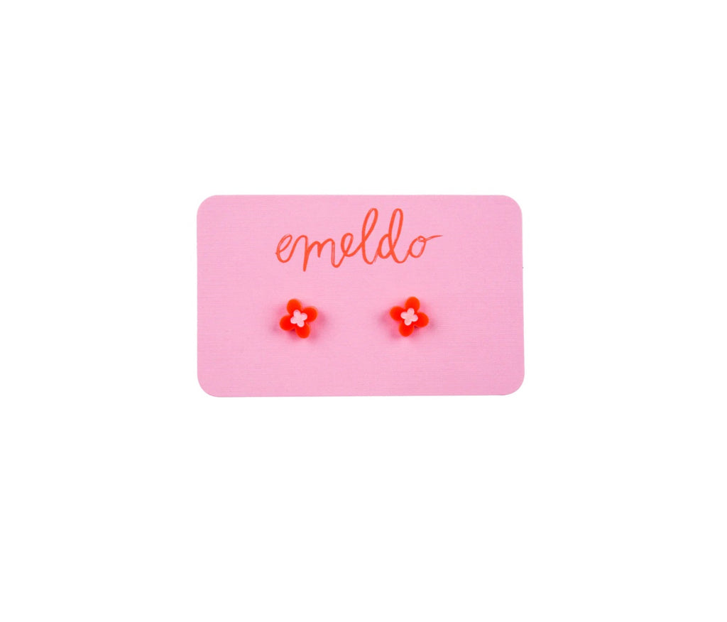 Neon Red Poppy Stud by Emeldo