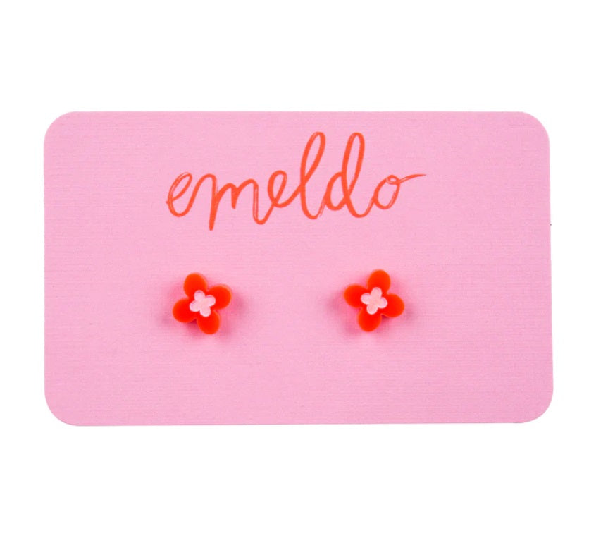 Neon Red Poppy Stud by Emeldo