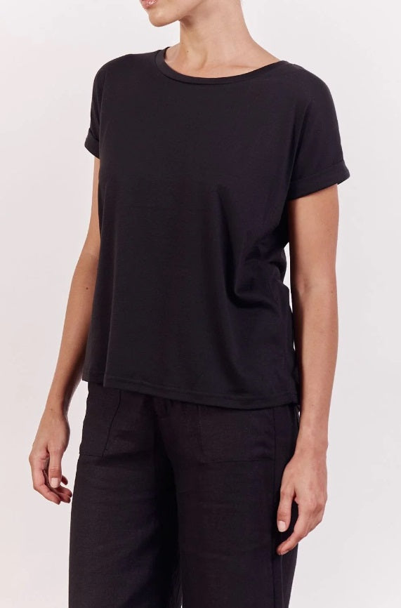 Side of the Roll Sleeve Tee in Black by Little Lies