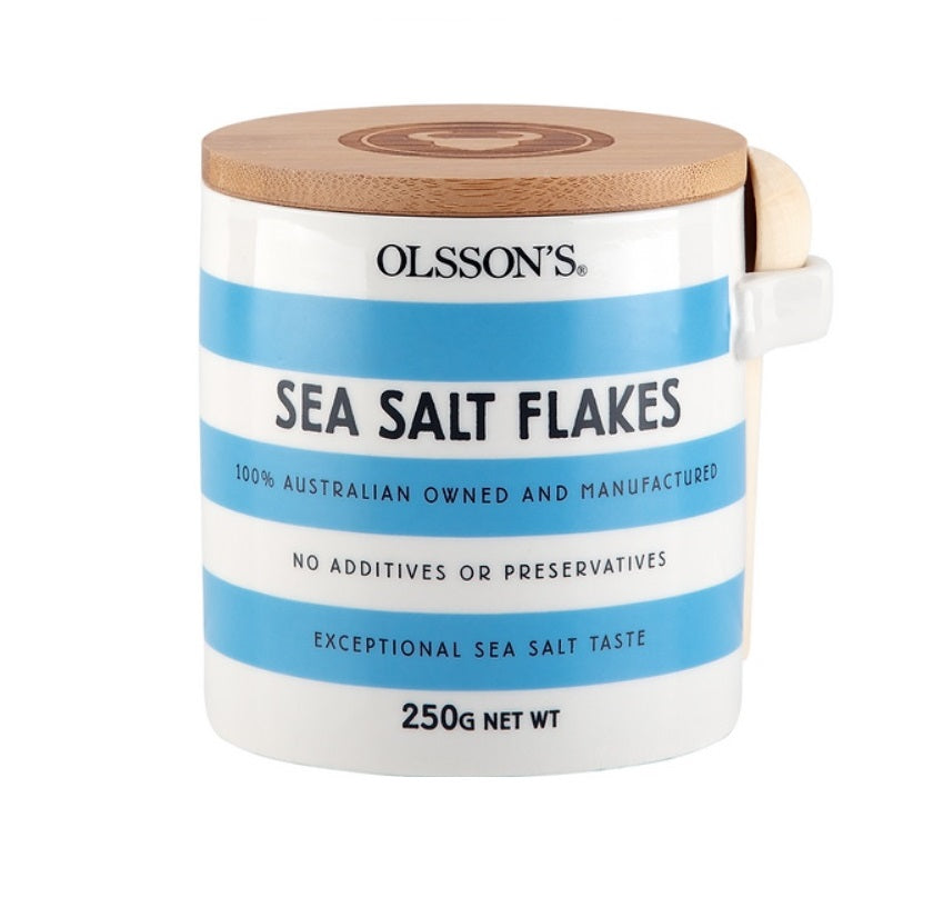 Front of the Sea Salt Flakes Stoneware Jar 250g by Olsson's
