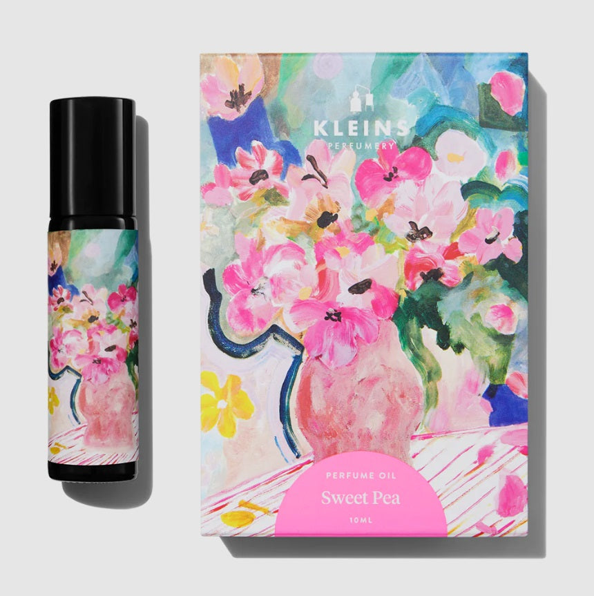 Front of the Sweet Pea Perfume Roll On by Kleins Perfumery