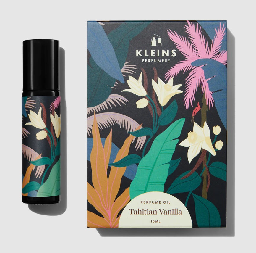 Front of the Tahitian Vanilla Perfume Roll On by Kleins Perfumery