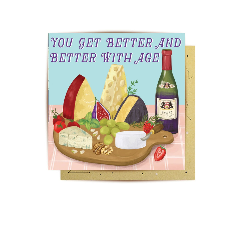 Vintage Cheese Board Greeting Card by La La Land