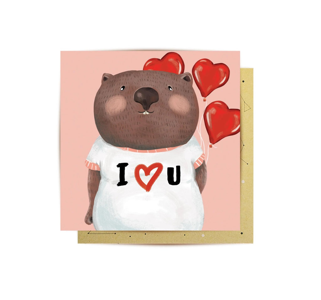 Wombat Love Greeting Card by La La Land