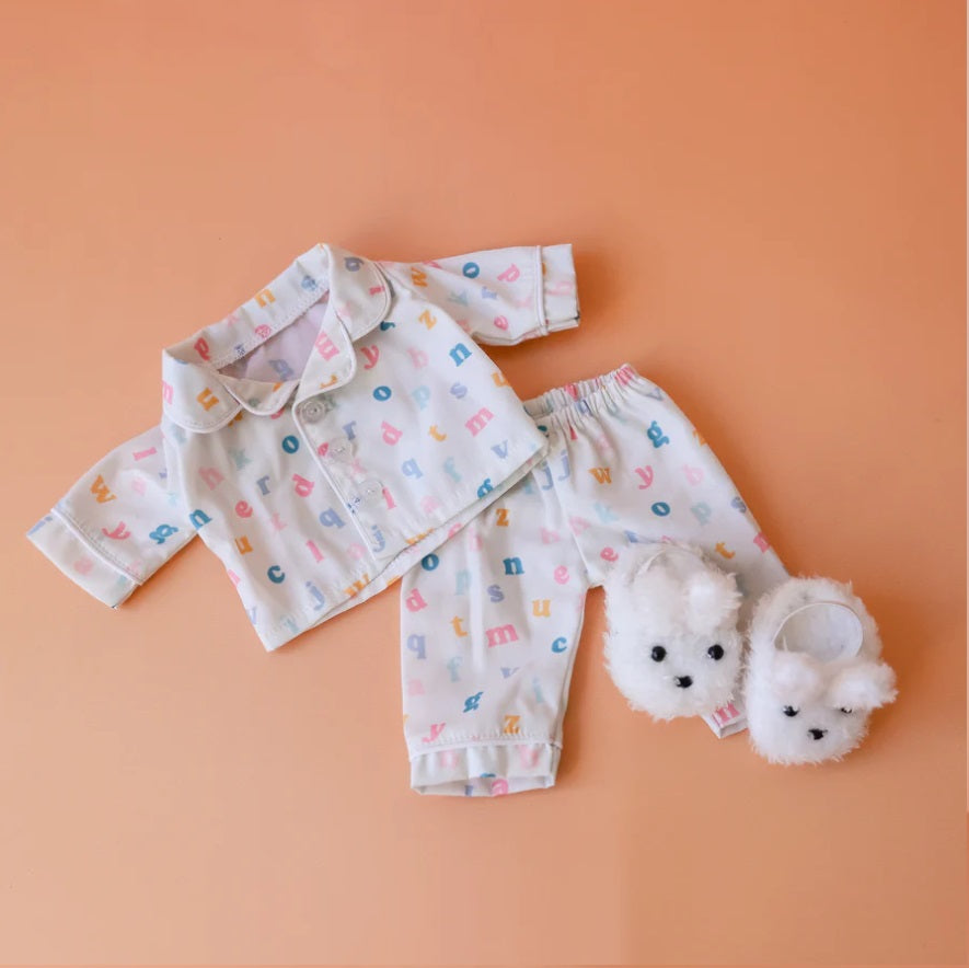 Flatlay of the Pyjama & Bunny Slipper set by Tiny Harlow